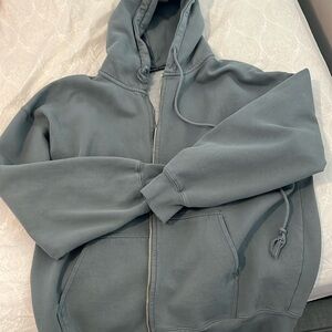 Brandy melville zip up oversized hoodie gray/green